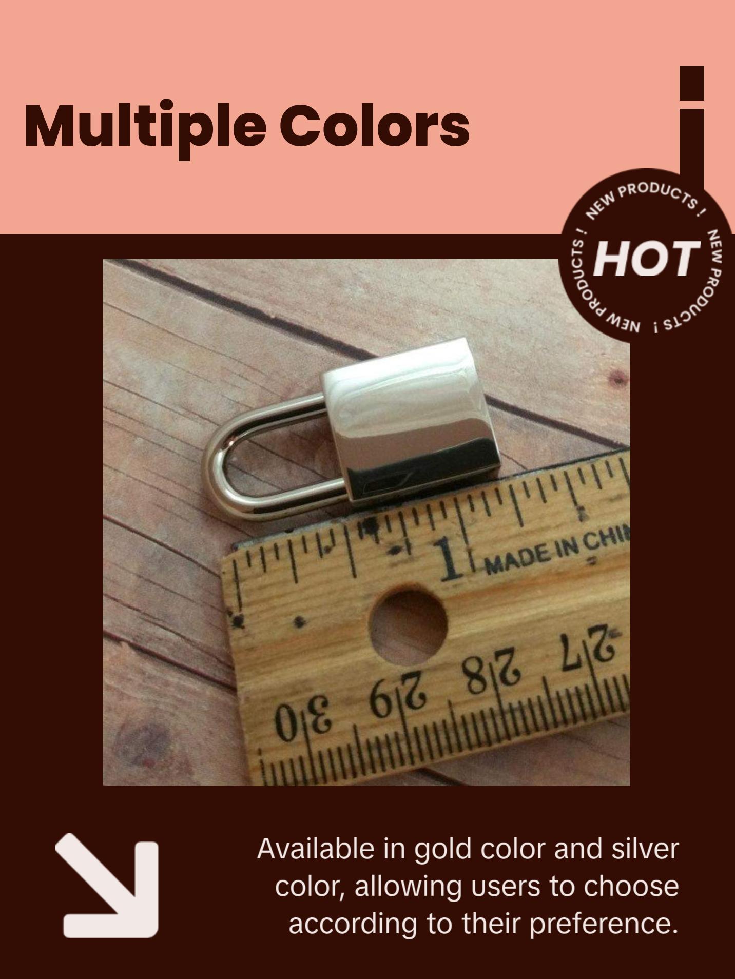 Rectangle Lock, 15mm Solid Area, 2 Keys, Gold/Silver Tone, Padlock and Keys