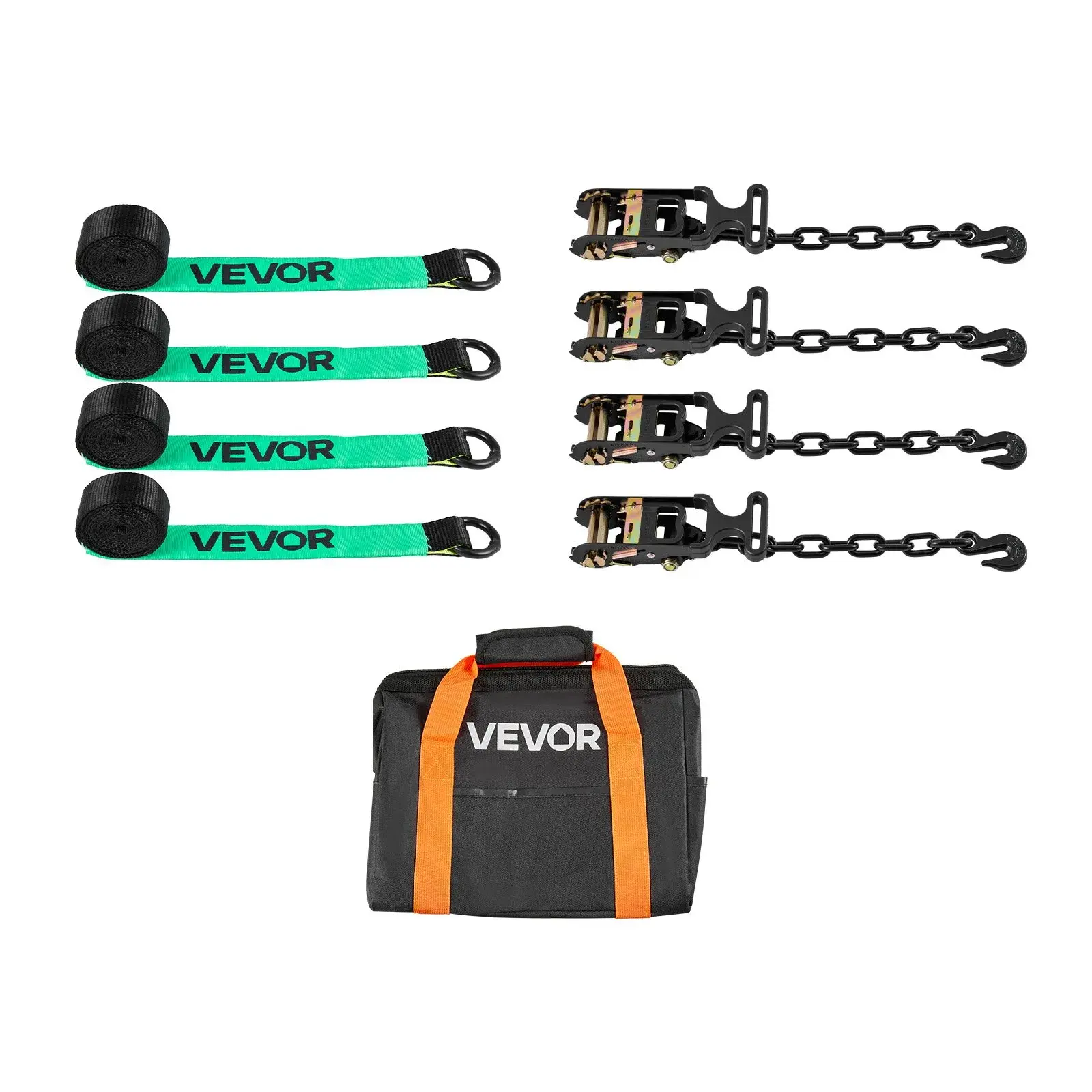 【Summerfinds】VEVOR Wheel Chock Tie-Down Kit Tire-Style Tow Dolly StrapCar Tie Down Kit with Heavy-Duty HookBreak Strength 10009 lbs & Working Load 3333 lbs Motorcycle Tie-Down System for ATVSUVTrailer