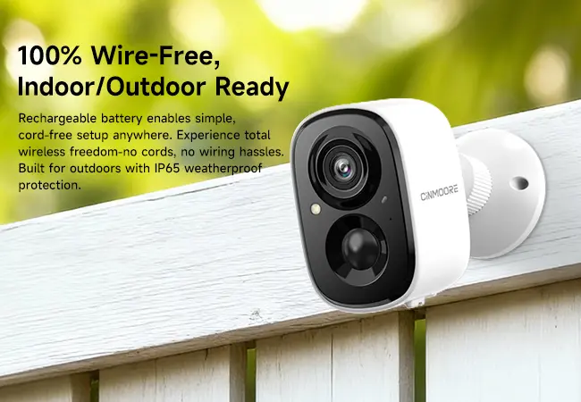 Produktintroduksjon av 【2026 STORT SALG】CINMOORE Magnetisk Trådløst Kamera for Utendørs/Innendørs Bruk 2.5K Gratis Installasjon Smart Garage 2.4G WI-FI Sikkerhetskamera - HD-Video, Nattsyn, Bevegelsesdeteksjon, Magnetisk, Wi-Fi, Toveis Lyd, Smarttelefonkontrolllinse 7