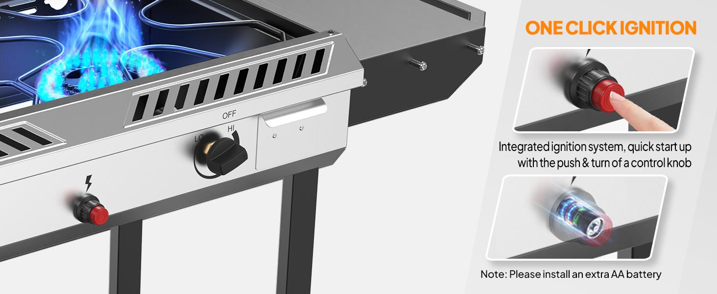 ROVSUN 2/3 Burner Outdoor Propane Gas Stove with Auto-ignition, Regulator & Side Shelves, 150,000/225,000 BTU Powerful Stand Cooker for Backyard Patio Cooking Home Brewing Canning Turkey Frying SpringStatements