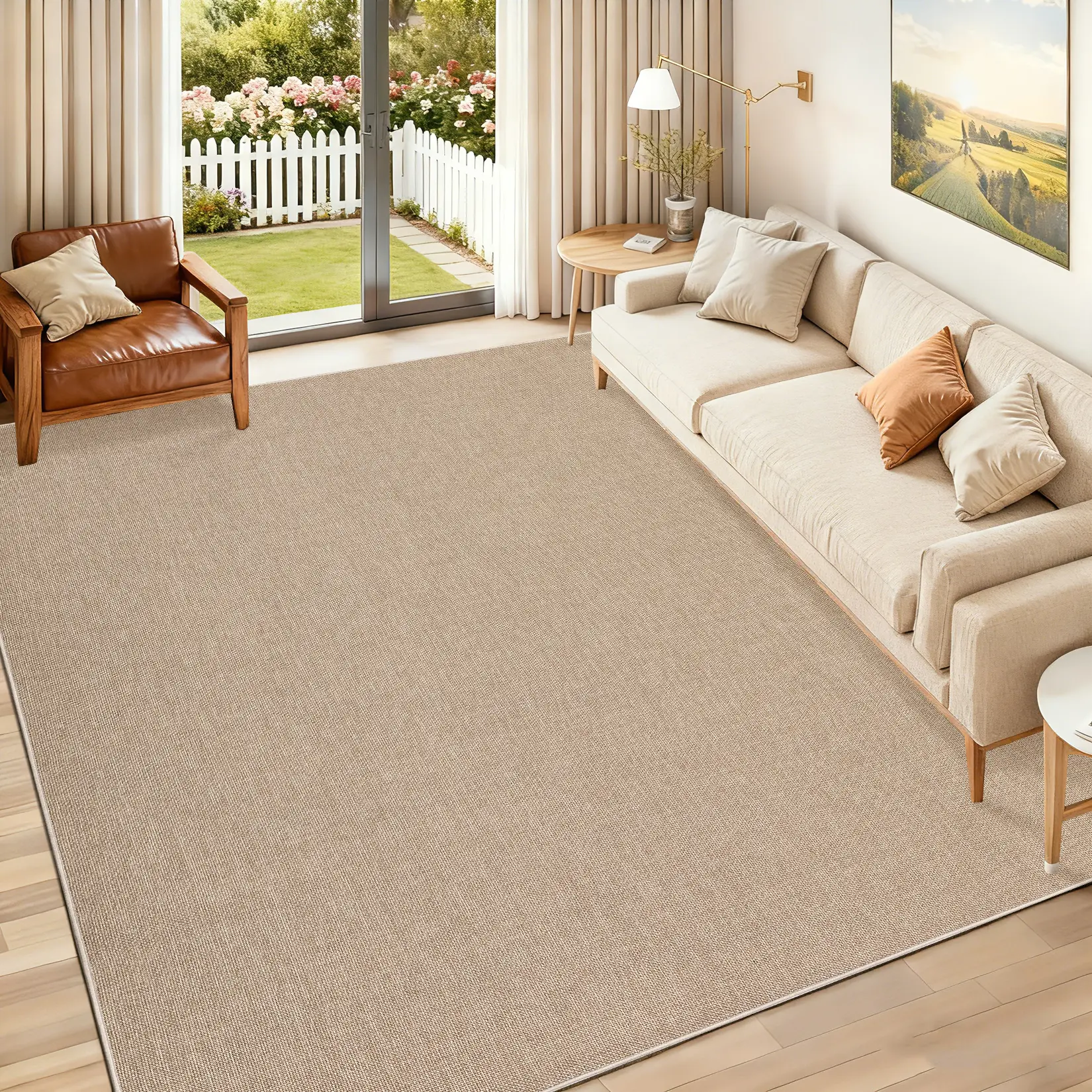 Modern Solid Color Carpet Soft and Washable Woven and Printed Area Carpet Ultra-thin and Foldable Interior Decorative Carpet Non-Shedding for Bedrooms Dining Rooms Farmhouses Living Rooms Cafes Playrooms