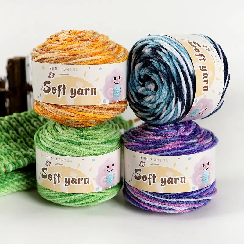 4pcs Colorful Dye Five-Strand Synthetic Yarn, Gradient Colors, Handmade DIY Material, Knitting Thread for Sweaters, Scarves, Hats, Gloves, Knitting Clothes, Handmade Crafts, Acrylic Yarn, Diy Knitting Supplies