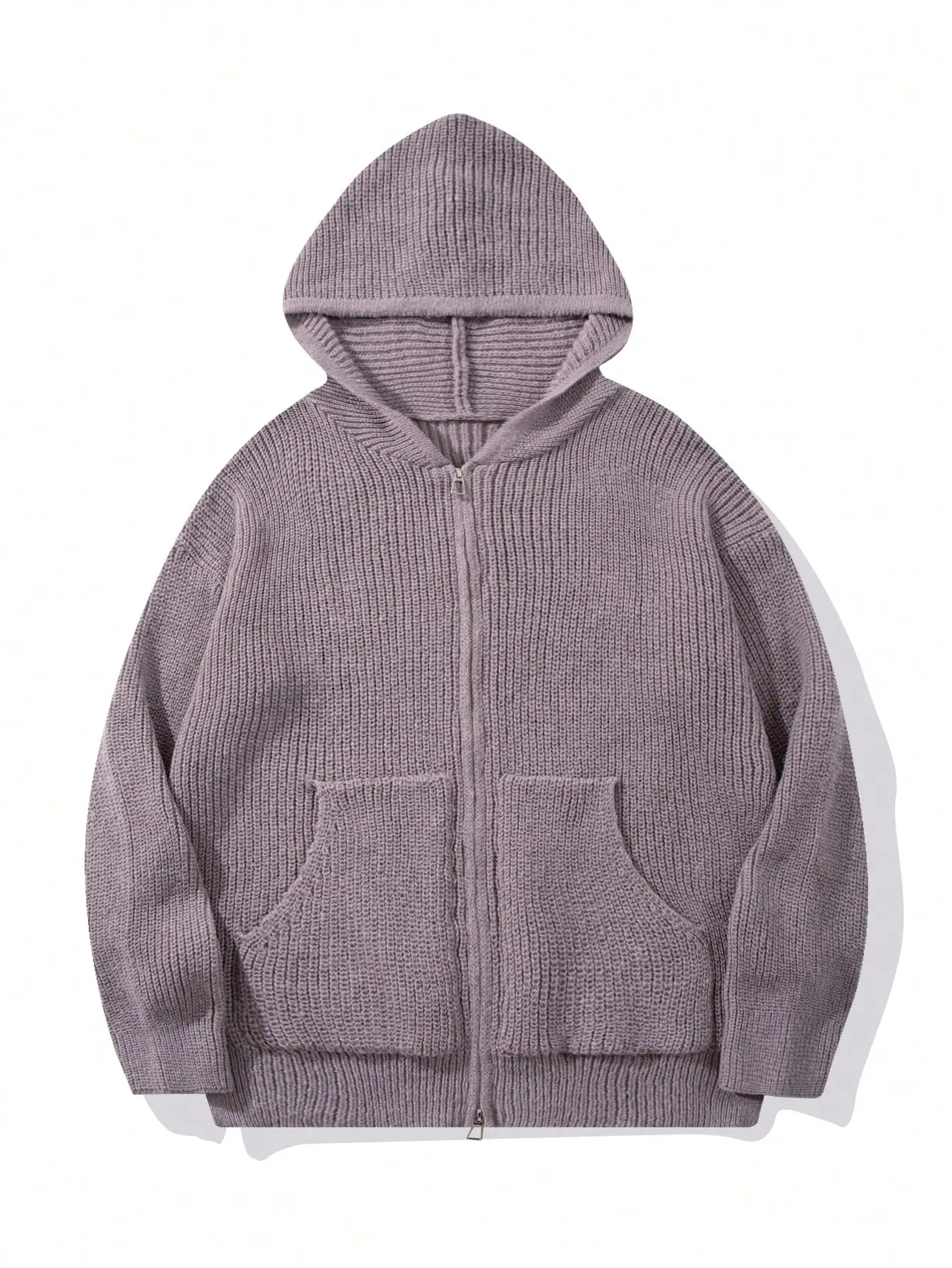 Unisex Loose Casual Sports Style College Neutral Outfits Crew Neck Zip-Up Hooded Long Sleeve Cardigan Sweater Jacket, Autumn/Winter Menswear Fabric Knit Sweatshirts