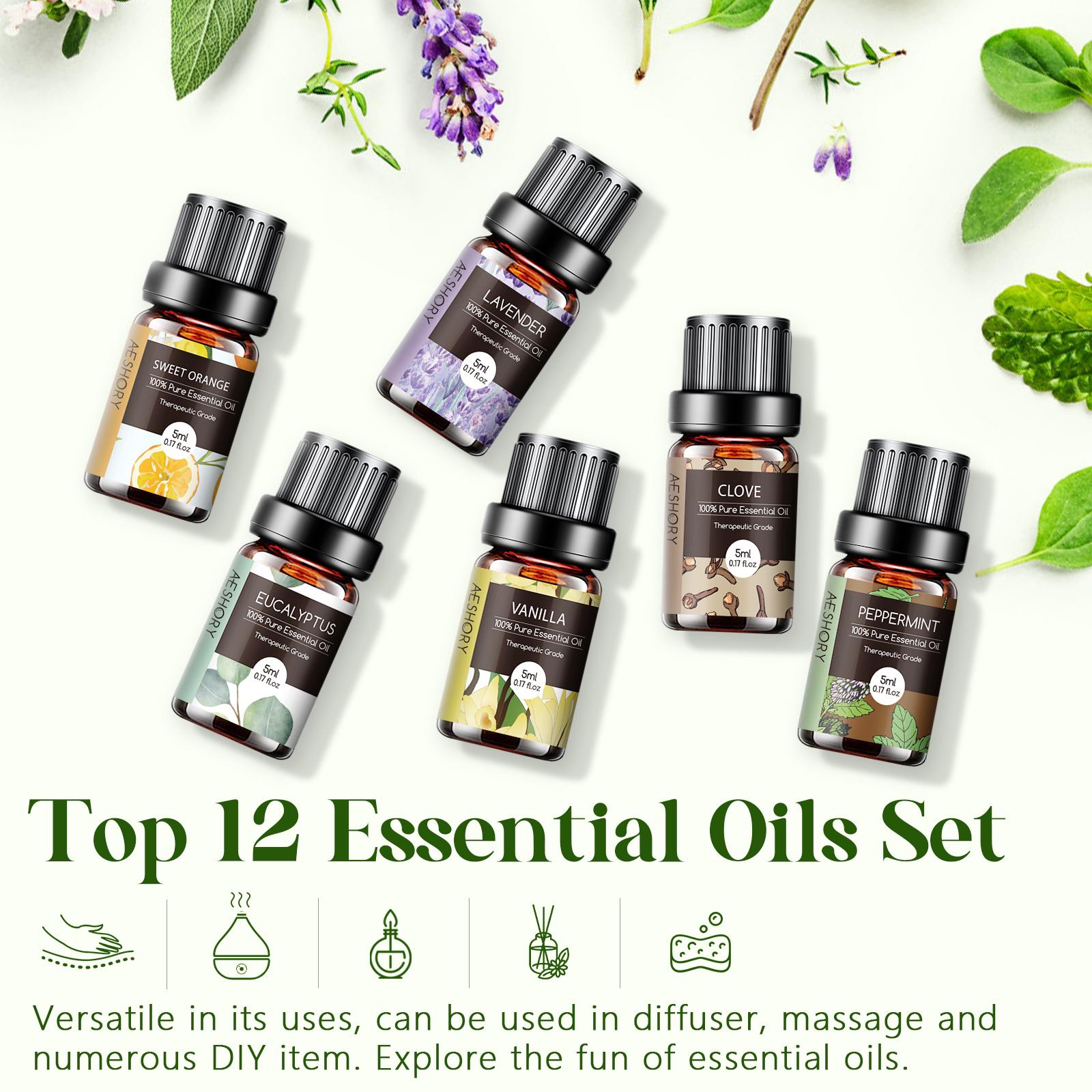 Essential Oils Set -12Pcs*5ML AromatherapyEssential Oil Kit for Diffuser, Humidifier,Aromatherapy, Massage, Soap, Candle Making(5mL) Healthcare Weliness ldeal for Birthday,Thanksgiving, Christmas Gifts Essential Oils Set -12Pcs*5ML AromatherapyEssential Oil Kit for Diffuser, Humidifier,Aromatherapy, Massage, Soap, Candle Making(5mL) Healthcare Weliness ldeal for Birthday,Thanksgiving, Christmas Gifts