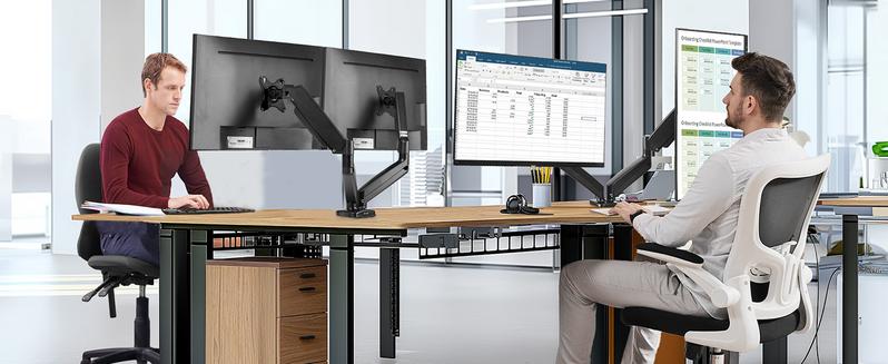 Monitor Stand - Adjustable Desk Mount Arm for 15 - 27  Inch Monitors, Supports up to 17.6lbs, Heavy Duty Screen Mount with Gas Spring, Clamp & Grommet Base, VESA Bracket 75/100 Compatible