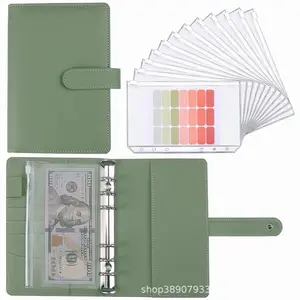 6-ring A5 Binder PU Leather Binder Refillable Notebook Stickers Organizer