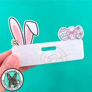 NataliaMade Glitter Easter Bunny Badge Buddy Peeker