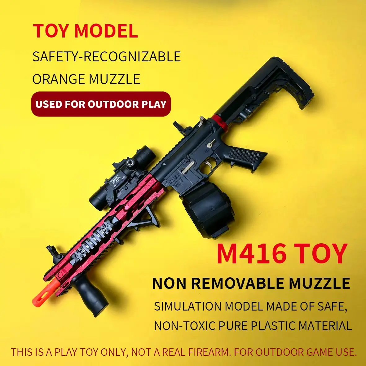 75cm Electric M416 Gel Blaster Toy - Nylon Construction, Safe Orange Tip, 14+ Age Recommendation, Teen Boy Gift Option for Cool Gifting Ideas, Cool Boy Gifts