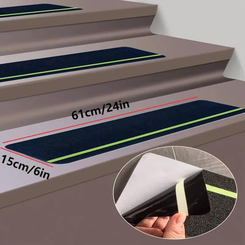 4 Pack Luminous Non-Slip Tape |     Thickened Stair Non-Slip Strips |     Waterproof Reflective Safety Floor Stickers |     Ideal for Bathrooms, Swimming Pools and Stairs |     Safety Decorations for Halloween and Christmas (5.91in x 24.02in / 3.94in x 29