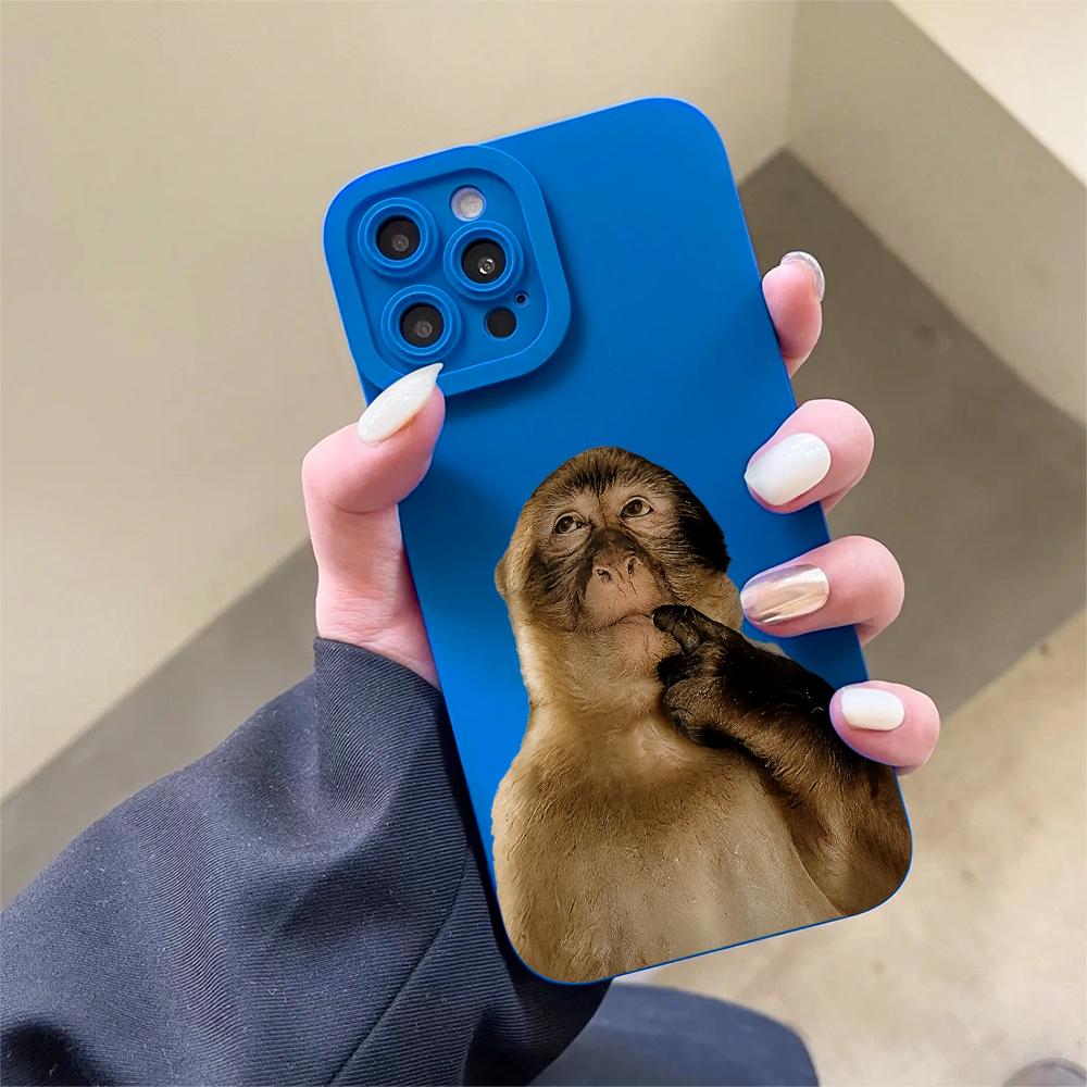 Cute Monkey Meme TPU Soft Silicone Smartphone Cover - Shockproof, Full Protection Cellphone Accessory, Compatible with iPhone 17,16,15 Pro Max,14,13,12,11,X,Plus,Mini