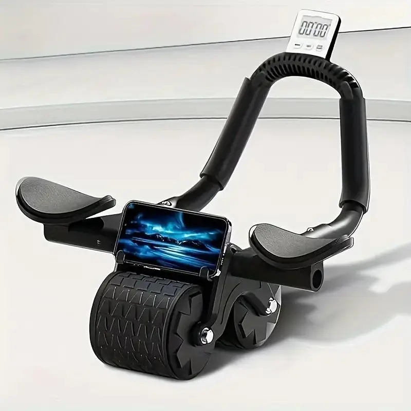 2026 Automatic Rebound Ab Roller Wheel with Timer, Knee Mat, Elbow Support - Ab Training Equipment for Core and Obliques, Bodyweight Training, Flat Tummy Workouts at Home, Abdominal Exercise Roller, Workouts For Flat Tummy, Ab Muscle Trainer, Ab Strength