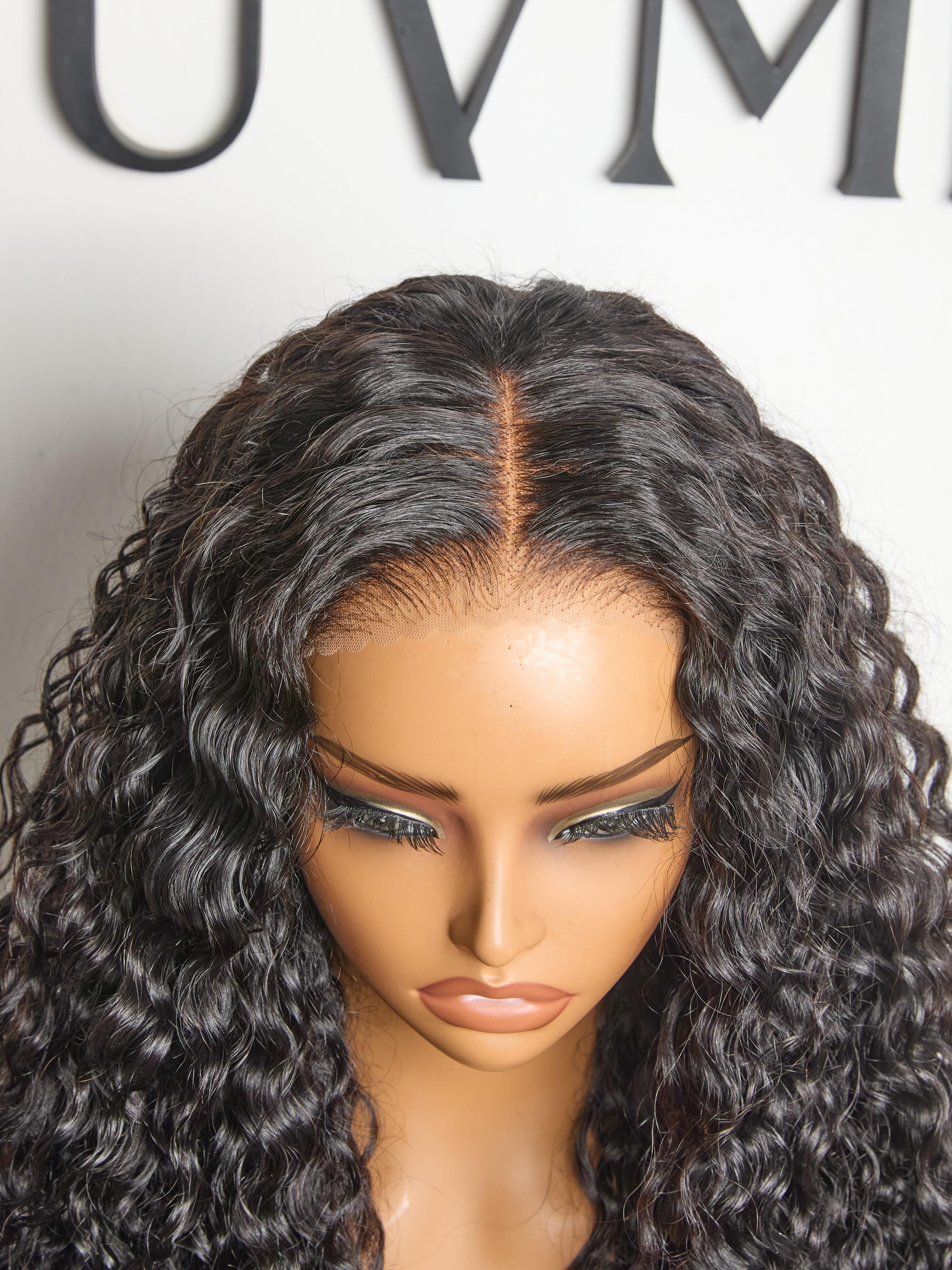 Luvme Hair 100% Human Hair 5x5 Closure Lace Glueless Wig Put On and Go Fluffy Kinky Curl 220% Density Pre-bleached Pre-pluck Pre-cut