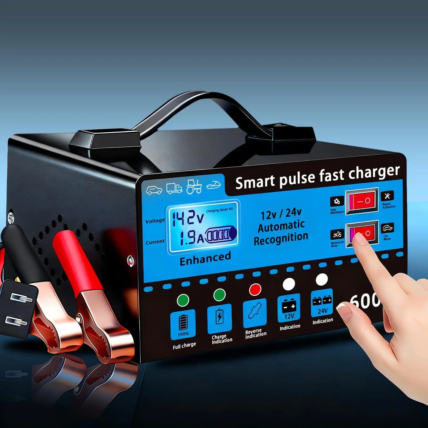 【DealsForYouDays】Car Battery Charger 12V 24V, Automatic Maintainer, Repair, Trickle Charger & Desulfator with Overcharge Protection, Auto Shutoff, 12Volt Battery Charger for Vehicle Motorcycle Boat Lead-acid Batteries