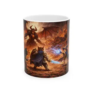 Epic Fantasy Battle Mug | Dragon vs Knight Ceramic Mug