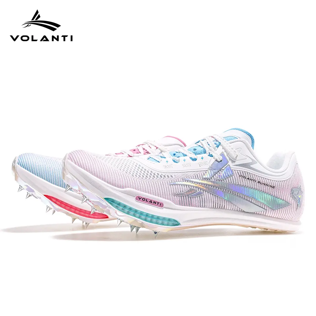 Volanti Rocket Air Spikes Pro Racing Spikes with Carbon Plate Air Cushion Lightweight Breathable Mesh Upper High-elastic for Speed Boost Cushioned Energy Return Firm Anti-slip Grip Track Spikes for Sprint Middle-Distance Running