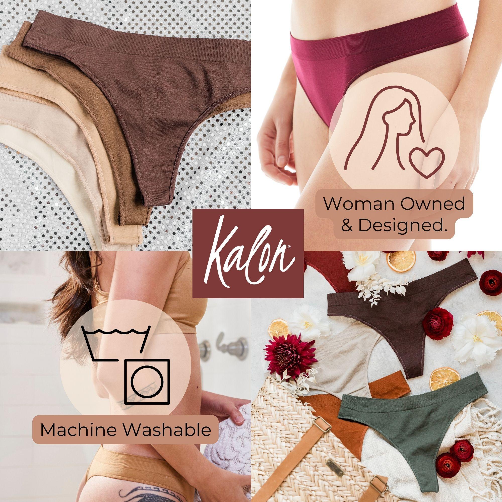 Kalon 6-Pack Women's Seamless Thong Underwear XS-4XL Stretchy & Comfy Knit Womenswear Soft Comfort Gym Panties Lady undies