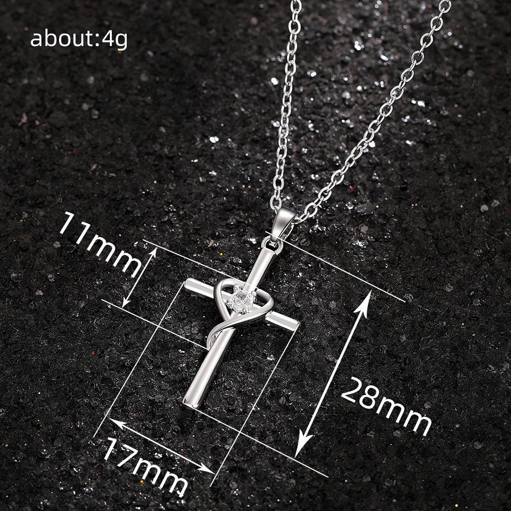 Women's Creative Cross Heart Zirconia Pendant Jewelry Women Birthday Anniversary Pendant Necklace Jewelry Party Wedding Gift Synthetic Zirconia Classic Cross Pendant Necklace