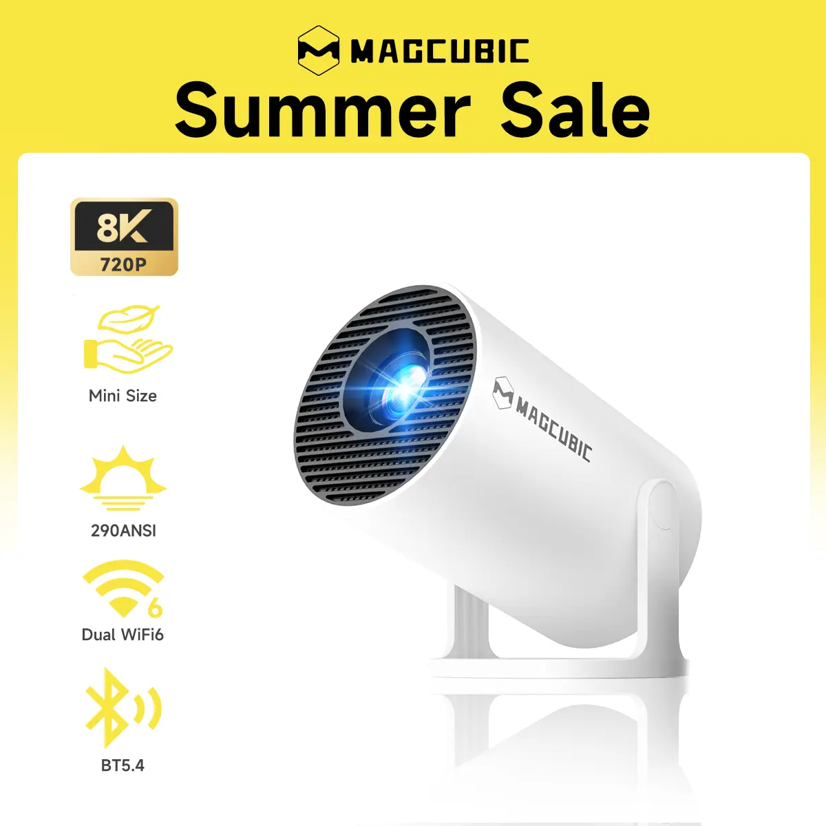 [US warehouse] Magcubic HY300Pro Projector 290ANSI Android 14 Dual WiFi6 8K 4K Decode Auto Keystone Correction Wireless BT5.4 130"Screen 1280*720P Built-in Speaker AllwinnerH726 Mini Portable Outdoor Gift Projectors for bedroom#SummerWins #DealsForYouDays