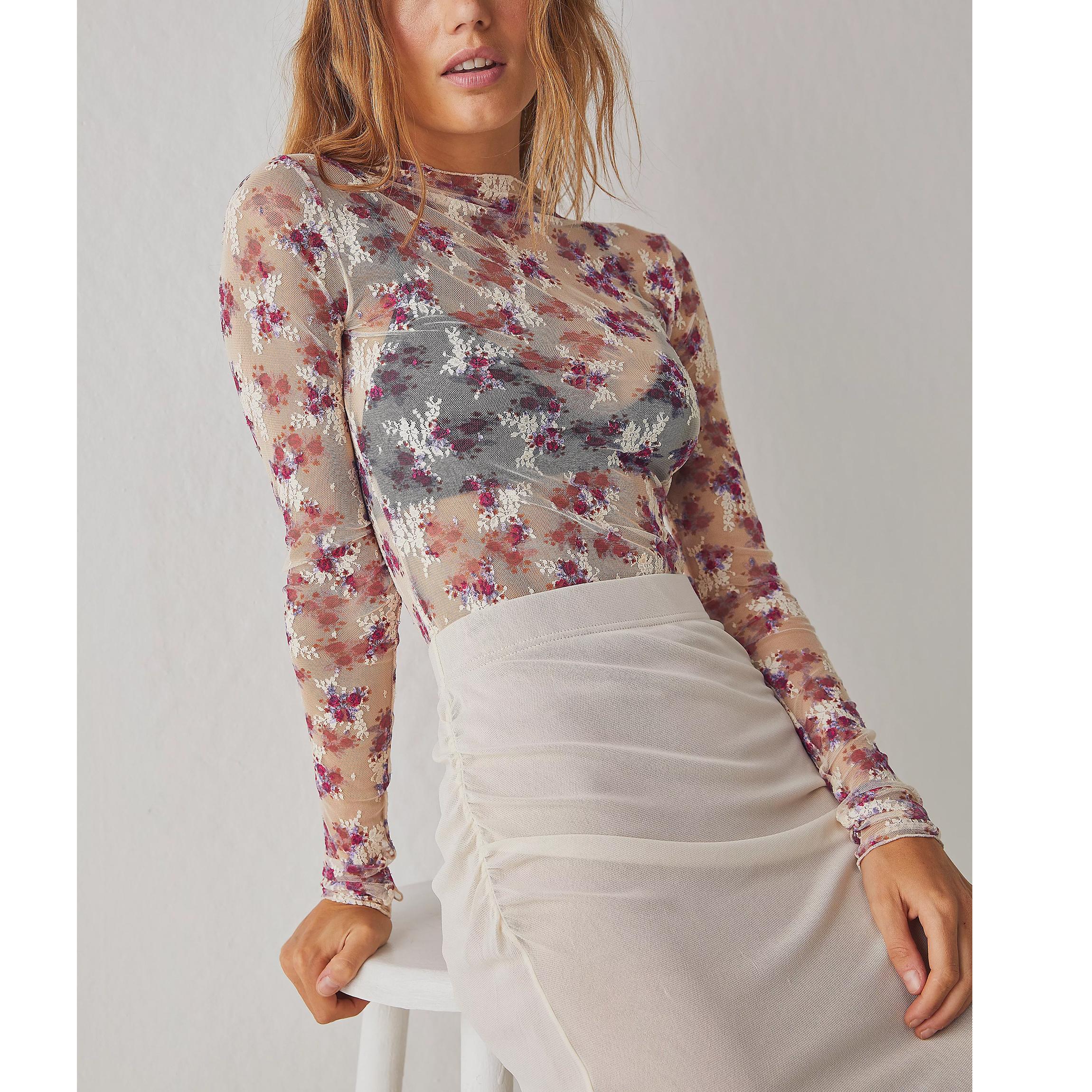 Buenoble Women's Sheer Leopard Mesh Long Sleeve Top Y2K Slim Fit Mock Neck See Through Layering Shirt Buenoble Women's Sheer Leopard Mesh Long Sleeve Top Y2K Slim Fit Mock Neck See Through Layering Shirt