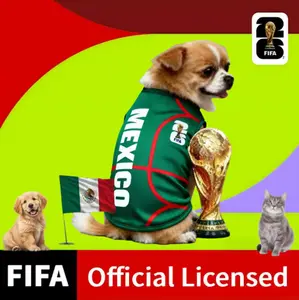 FIFA World Cup Official Licensed Luxury Pet Clothes Dog Jerseys T-shirt Comfortable Dog Apparel T Shirt Support USA/Mexico Soccer Team