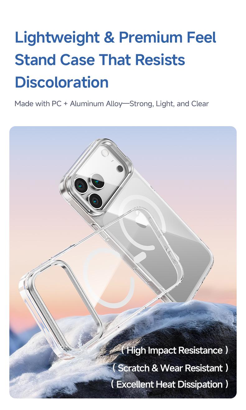 MAGIC JOHN for iPhone 17/Air/16/15 Pro Max Case with Adjustable Camera Cover Stand