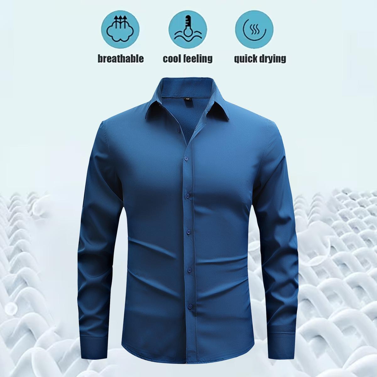 Men's Shirt Long Sleeve Wrinkle-Free Four-Sided Stretch Business High-End Shirt