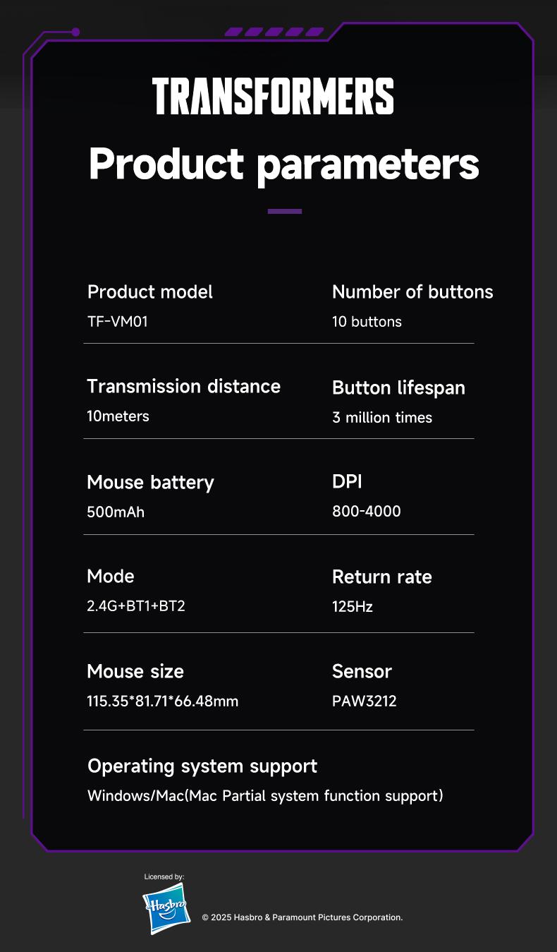 Transformers TF-VM01 Vertical Wireless Bluetooth Dual-Mode Silent Mouse for Medium & Large Hands Rechargeable Portable Ergonomic Design Black Efficient Performance Enhance Productivity TikTokShopHolidayHaul