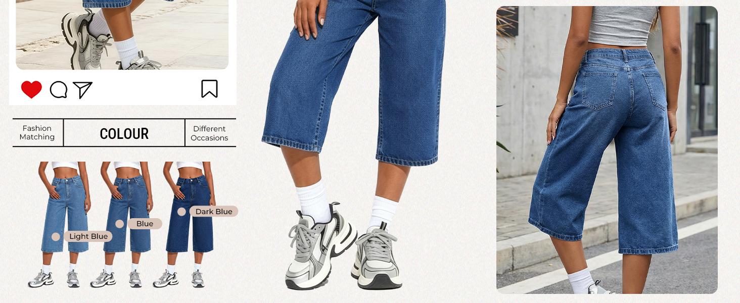 Emmiol Long Baggy Denim Jorts for Women - High Waisted Bermuda Y2k Jean Shorts Wide Leg Casual Trendy Streetwear Summer Pants Emmiol Long Baggy Denim Jorts for Women - High Waisted Bermuda Y2k Jean Shorts Wide Leg Casual Trendy Streetwear Summer Pants