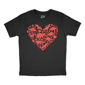 Youth Funny T Shirts Dino Heart Sarcastic Valentines Day Dinosaur Tee For Kids Funny T Shirts Love Tops for Kid Funny Dinosaur Short Sleeve Novelty Tees for Kids Black -