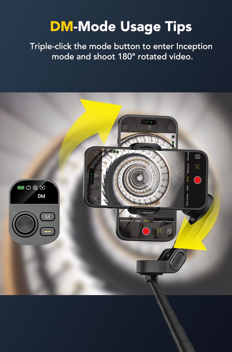 AOCHUAN Gimbal Stabilizer for iPhone, 3-Axis Smartphone Gimbal Built in 7.8' Extension Rod, Portable Gimbal Stabilizer w/OLED Display for iPhone/Android, Perfect for TikTok YouTube Vlogging-Smart X2-2