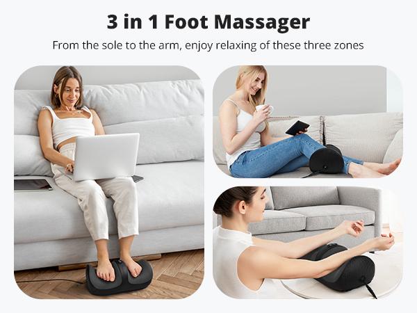 Medcursor Shiatsu Foot Massager with Heat Kneading Massage Machine for Muscle Relaxation Comfort Portable Easy Use Relaxing with Roller Heating and Intensity Modes