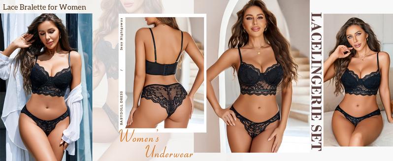 Avidlove Floral Lace Bra and Panty Set for Women - 2 Piece Bralette Outfits with Adjustable Buckle - Breathable & Comfortable Womenswear Avidlove Floral Lace Bra and Panty Set for Women - 2 Piece Bralette Outfits with Adjustable Buckle - Breathable & Comfortable Womenswear