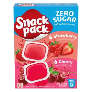 Zero Sugar Strawberry & Cherry Juicy Gel Cups – Low Calorie Snack, 12 Pack (3.25 oz)