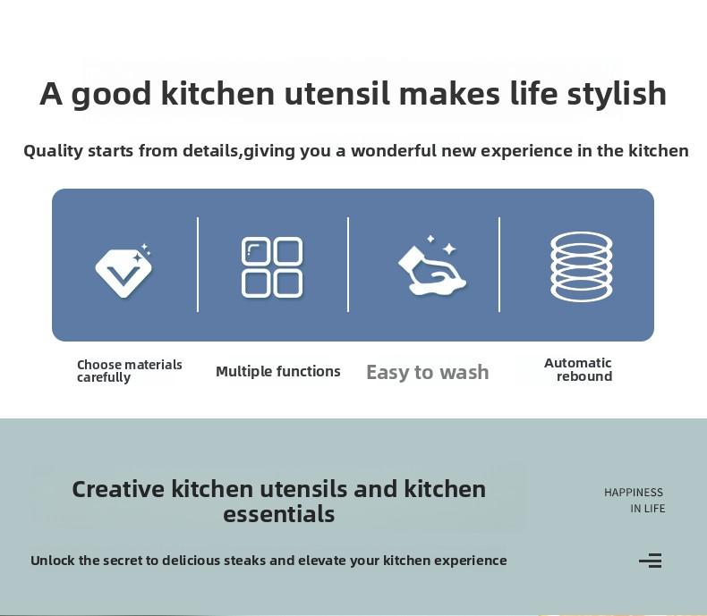 Stainless Steel 48-Pin Tenderizer with Auto Rebound Quickly Tenderizes Meat Sous Vide Tool for Beef Tenderloin Chicken Wings