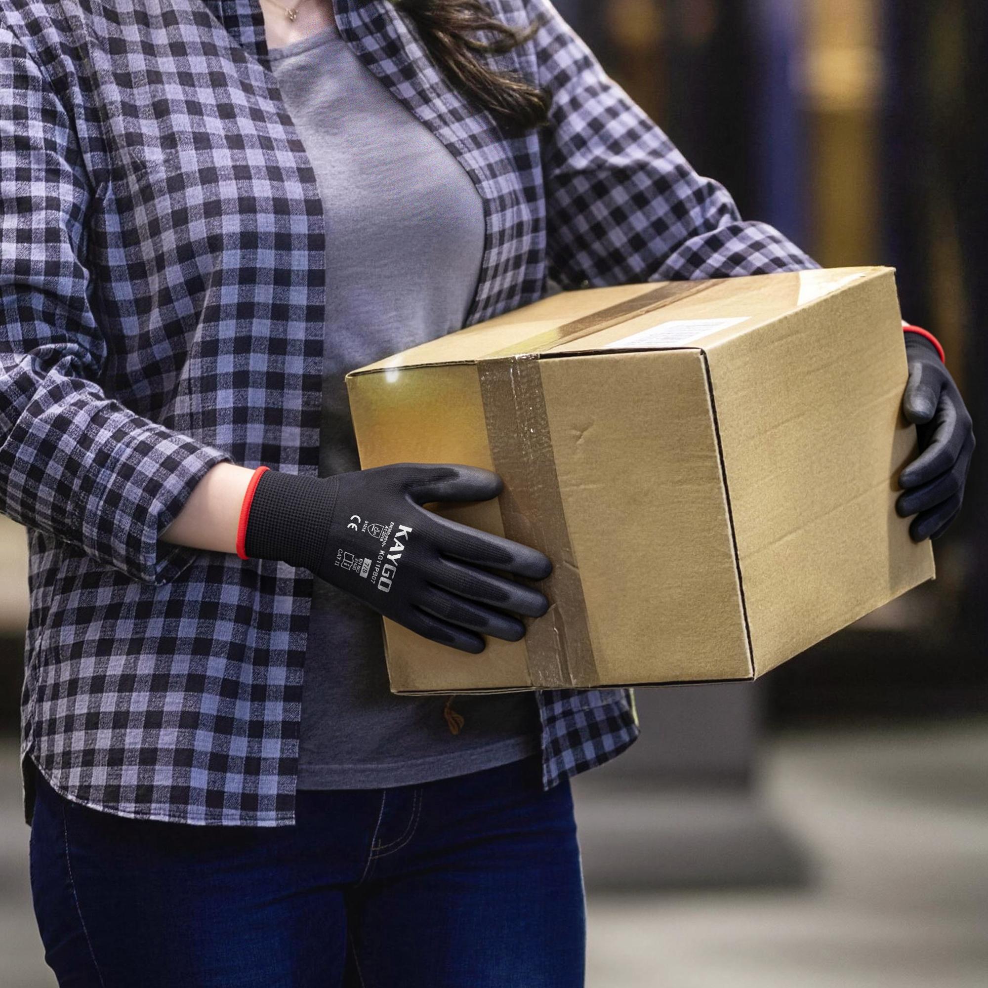 KAYGO  Breathable PU Coated Gloves for Gardeners, HVAC installer,DIY Users, Warehouse Workers and Mechanics, Perfect for Yard Cleanup, Material Handling, Home Projects, Garage Work and Everyday Grip Tasks