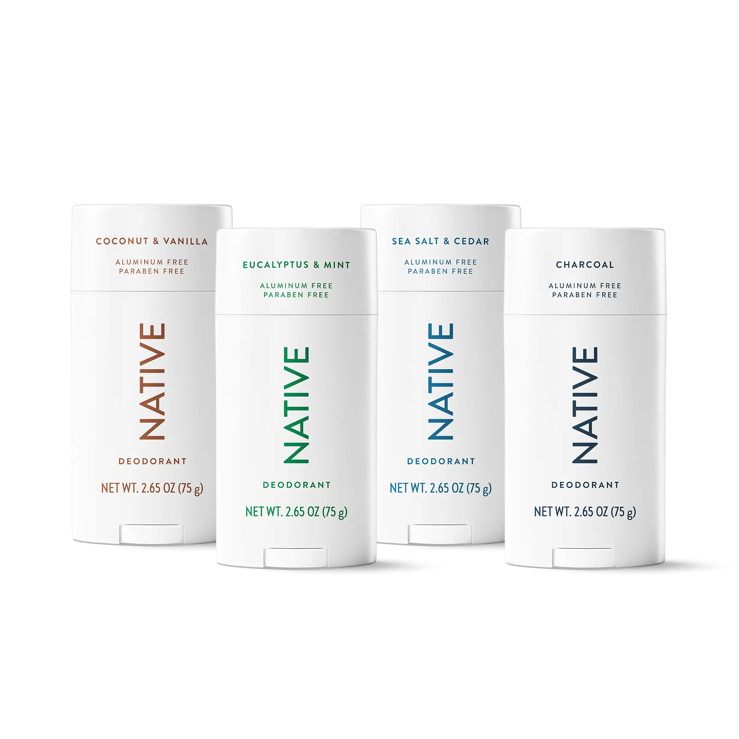 NATIVE Aluminum-Free Deodorant Stick Discovery Set – 4-Pack, 2.65 oz, 72HR Odor Protection