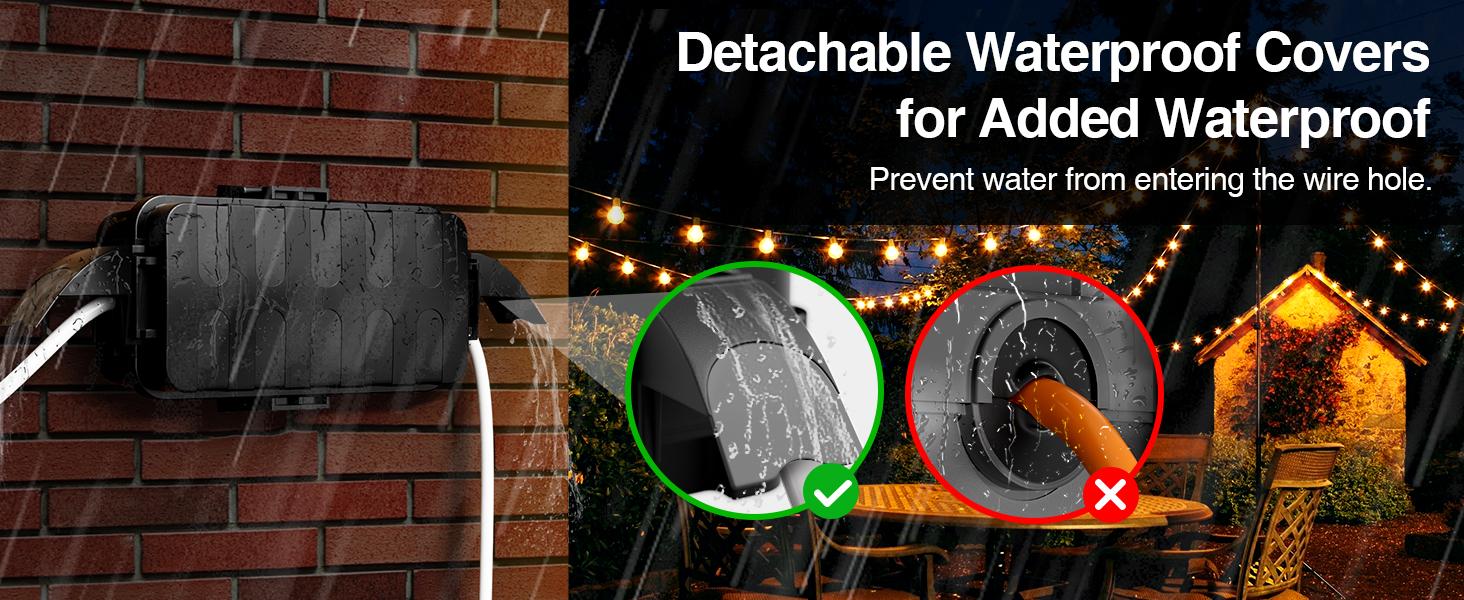 Flemoon 2-Piece Outdoor Waterproof Electrical Box Set – 12.5" x 8.5" x 5" Large & 8.1" x 4.9" x 3.1" Small Weatherproof Electrical Boxes for Power Strips, Outlets, Holiday String Lights