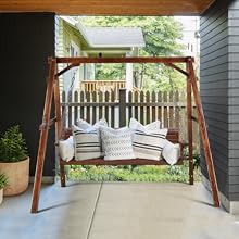 VINGLI Heavy Duty 660 LBS Wooden Swing Frame with Extra Bottom Connection Board, Upgraded A-Frame Porch Swing Bench Stand for Indoor & Outdoor (Rustic)