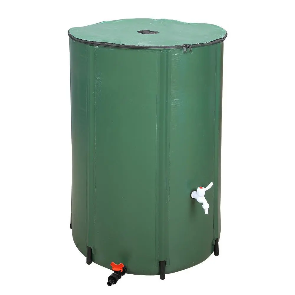 50/ 100 Gallon Collapsible Rain Barrel, Rainwater Collection System Downspout, Portable Water Storage Tank, Water Catcher Container with Filter Spigot Overflow Kit