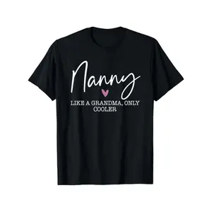 Unisex Fitted Short-Sleeve Geometric Heart Graphic T-Shirt - Cool Nanny Grandma Funny Gift Top, 200gsm Heavyweight Soft Breathable Cotton Crew Neck, Machine Washable, Black (Sizes S-XXXL) - Mother's Day/Birthday Present