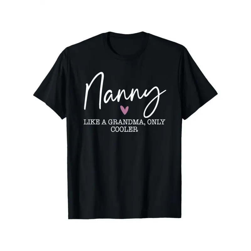 Men's Unisex Fitted Shortsleeve Basic Streetwear Tshirt - Comfy 200gsm Heavyweight Cotton Crew Neck, Geometric Heart Graphic, Machine Washable Black Top (Sizes S-XXXL) - Nanny Grandma Gift for Mother's Day/Birthday