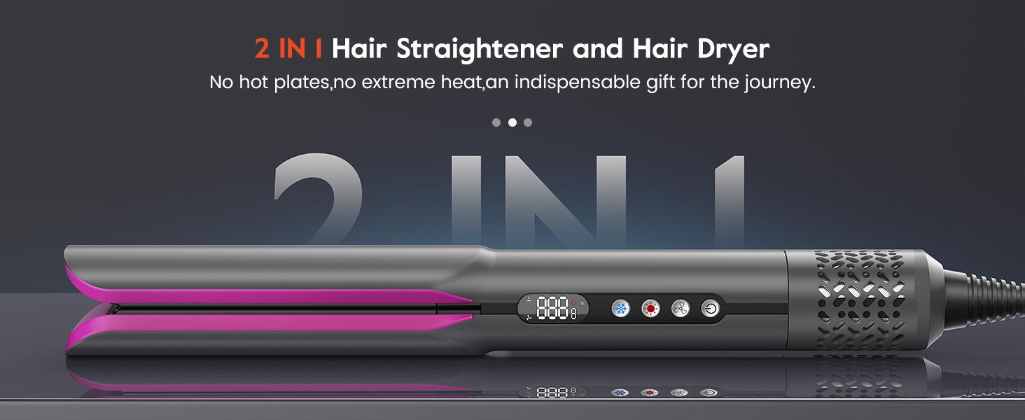 Slopehill SUPGALIY 2-in-1 Hair Straightener and Blow Dryer, Professional Hair Styling Tool, Fits Hair Types 1A–3C