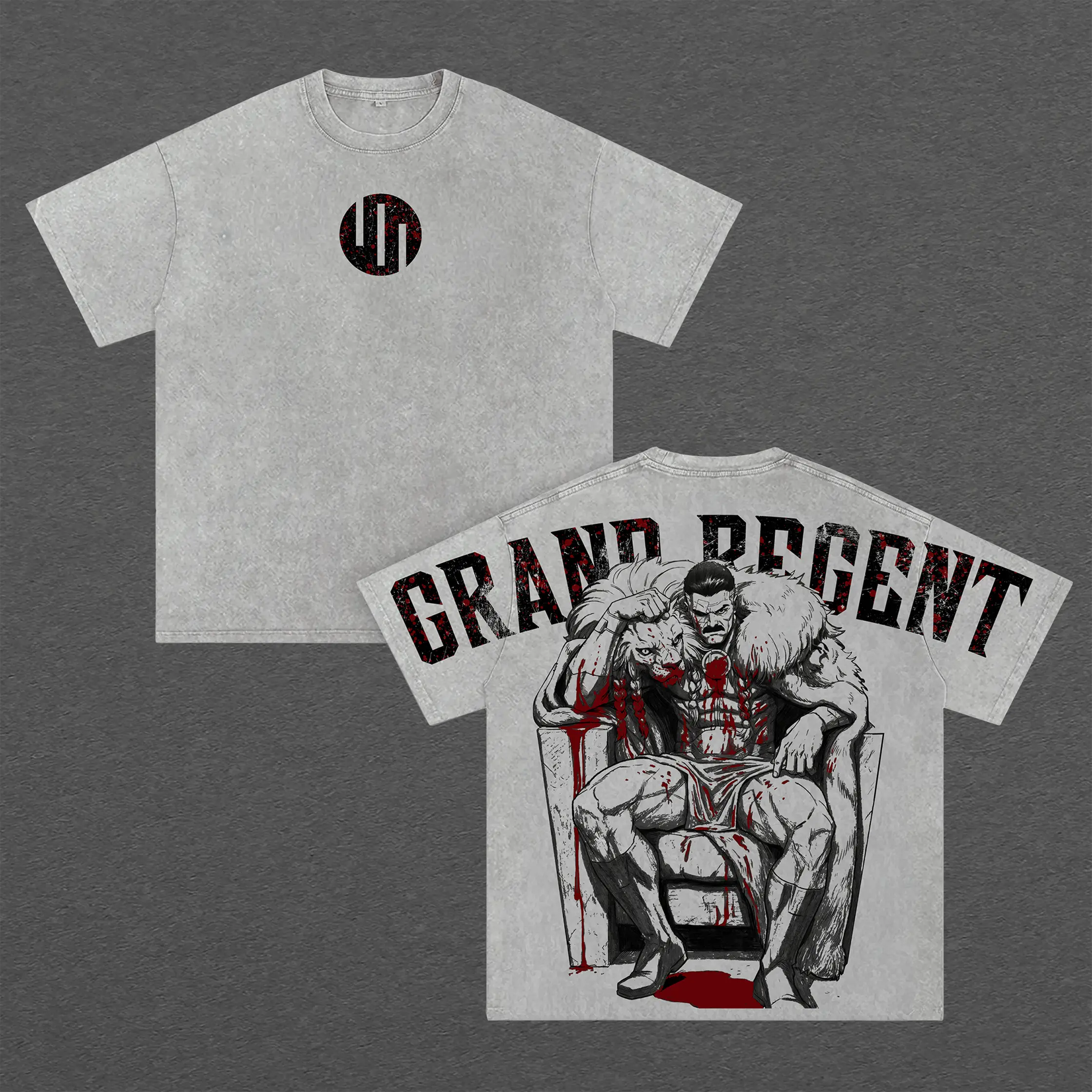 Invincible Grand Regent Thragg Graphic Tee | Vintage Washed Oversized Heavyweight T Shirt | Dark Viltrumite Empire Streetwear Shirt | Bloody Throne Battle Large Back Print Tee | Heavy Cotton Unisex | Gym Pump Cover Gamer Outfit | Gift For Invincible Fans