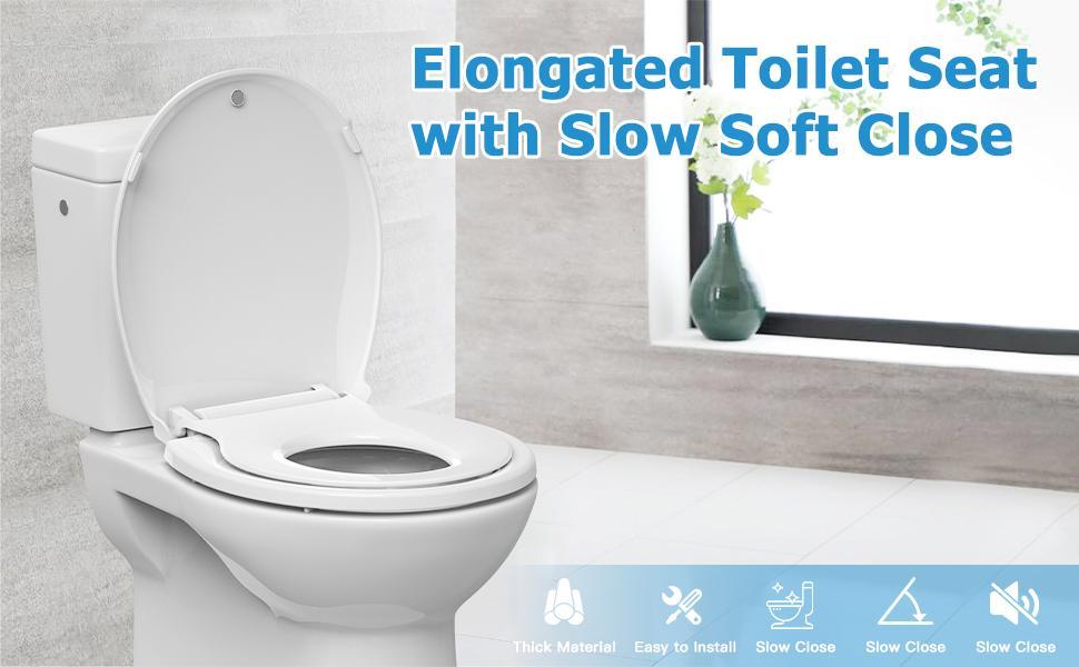 【GARVEE】Round Toilet Seat, Built-in potty training seat slow close, never loosen, fits adults and toddlers
