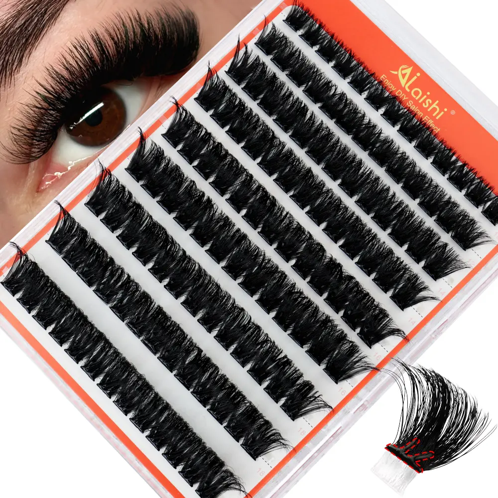 Ailaishi Lightweight Glue-Free Self-Adhesive Cluster Lashes (150D/200D, 117/90 Clusters) - C Curl, Individual Press-On False Eyelashes, Mixed Lengths, DIY Extensions with Tweezers, Beginner-Friendly Easy Application for Adults, Beauty Products, Dense