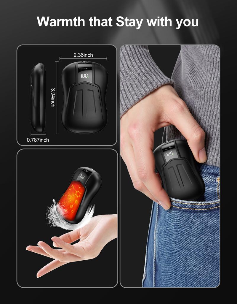 Valentine's Day gift  Nexillumi AI Rechargeable Dual-Sided Hand Warmers (2-pack) - Long battery life, UL certified, 5 temperature settings, gift box packaging, suitable for outdoor activities, skiing, watching sports, camping, hunting, etc.,