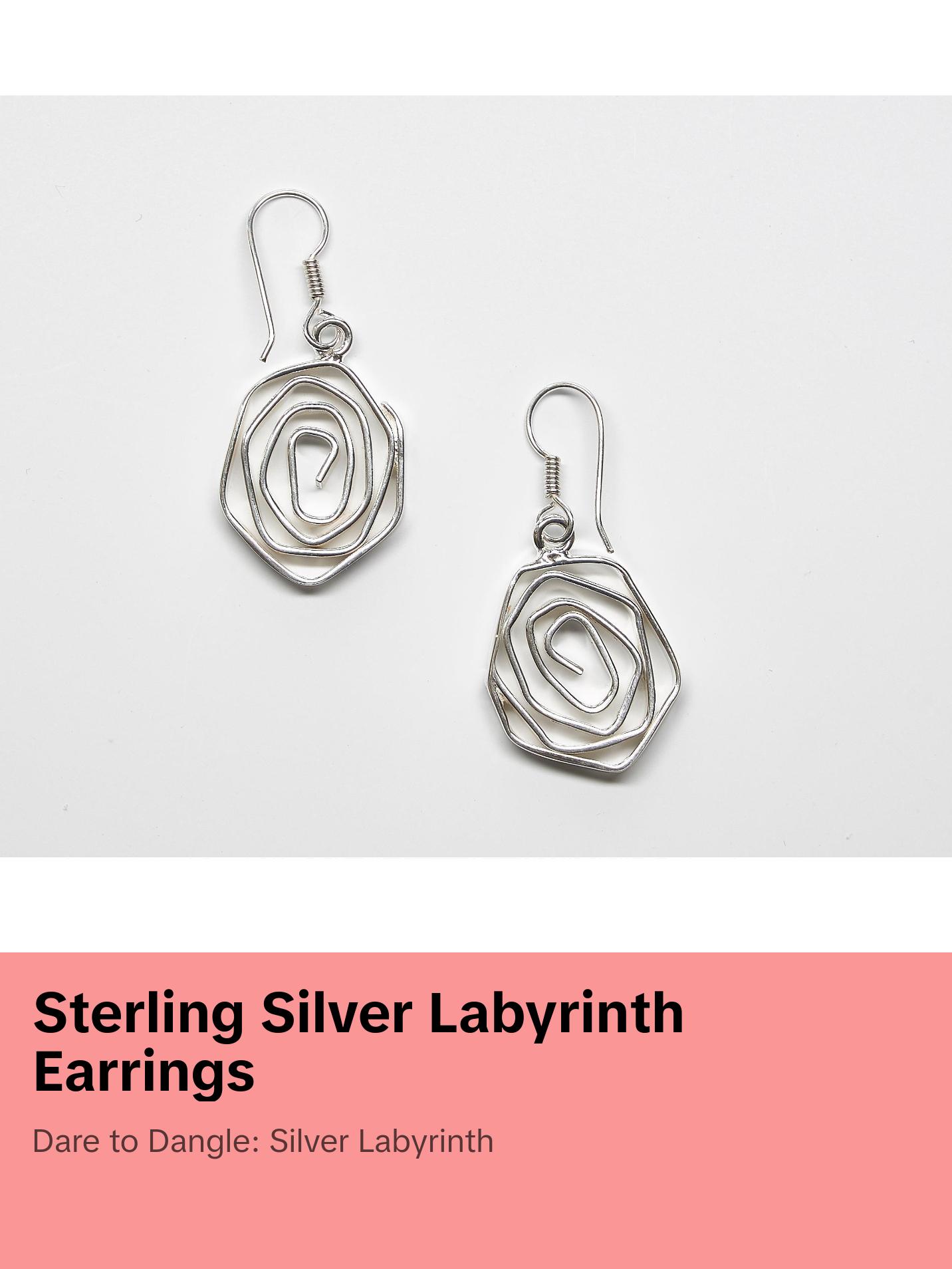 Silver Labyrinth Dangle Earrings