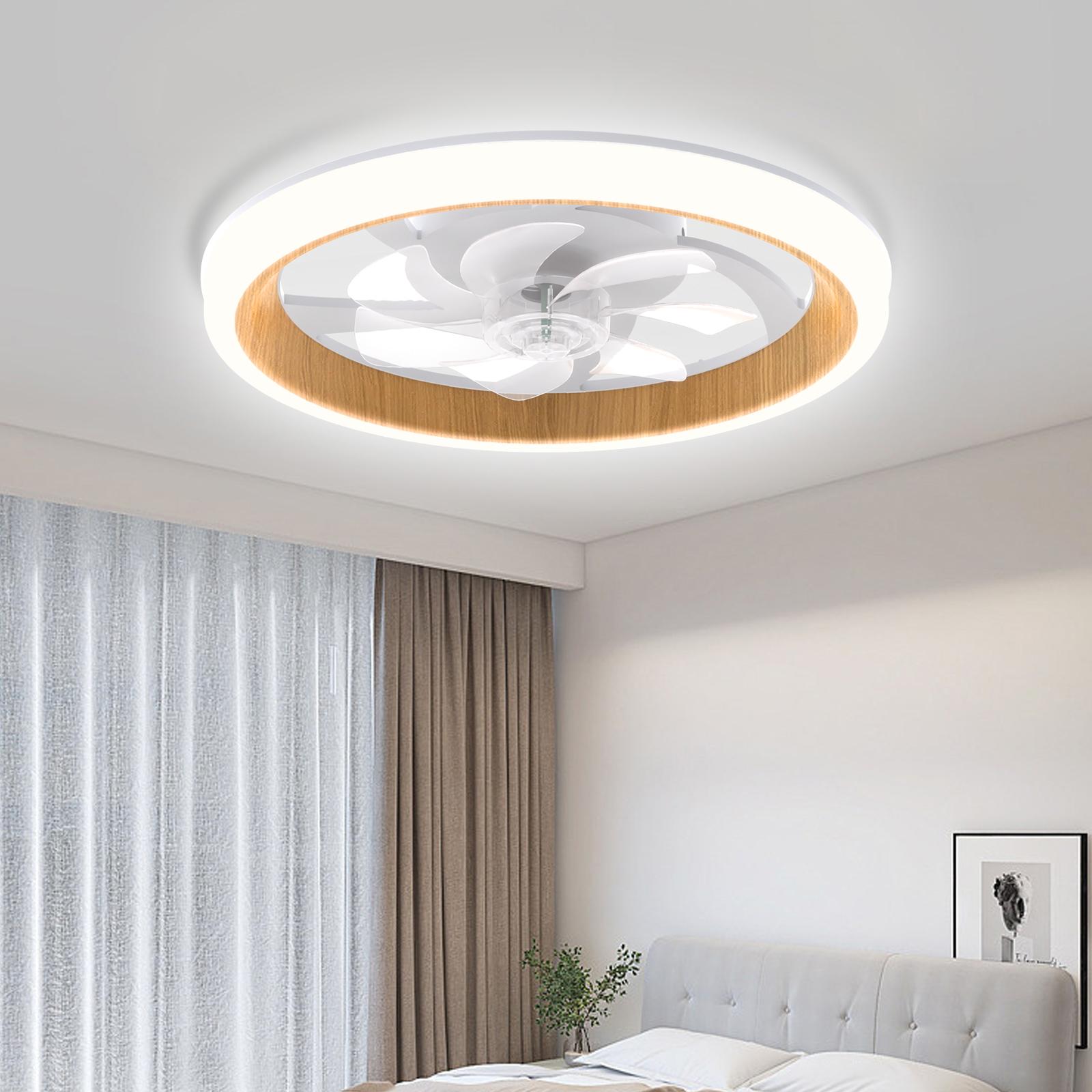 HYPERLITE Ceiling Fan With Light Remote,3 LED Color(3000K/4000K/6500K) Temperature,Timer Setting, 6 Speed Noiseless AC Motor, Adjustable Brightness,Two-in-one Light+Fan,White Fandelier Ceiling Fans for Bedroom,Living room,bathroom,SpringGlowUp