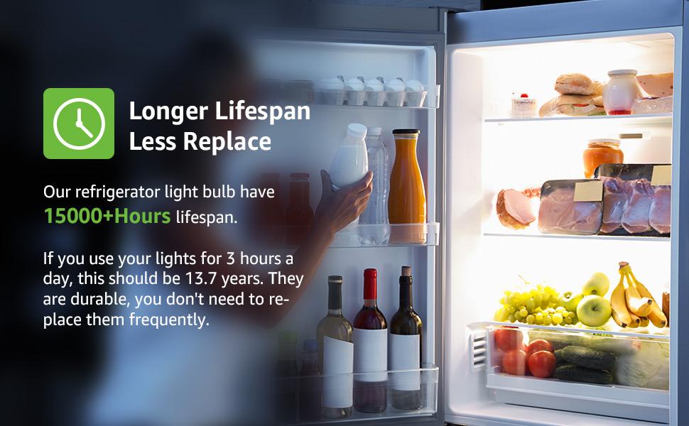 Lepro LED Refrigerator Light Bulb - 40W Equivalent Waterproof Appliance Bulb Replacement for Frigidaire, 5000K Daylight Non-Dimmable Freezer Bulbs with 450 Lumen, 120V 5W A15 E26 Medium Base, 2 Pack