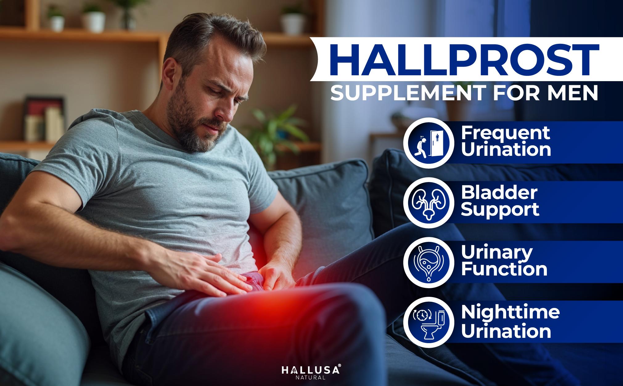 HALLUSA NATURAL Hallprost Prostate Dietary Supplements 60 Capsules with Saw Palmetto Pygeum Africanum Pumpkin Seed Zinc Vitamin E for Nocturia Relief & Men's Health - Fitness HALLUSA NATURAL Hallprost Prostate Dietary Supplements 60 Capsules with Saw Palmetto Pygeum Africanum Pumpkin Seed Zinc Vitamin E for Nocturia Relief & Men's Health - Fitness